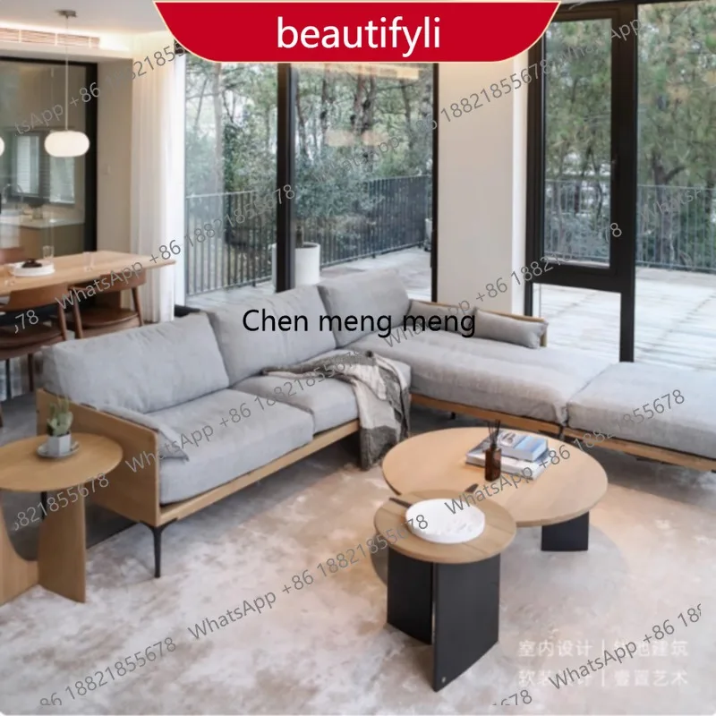 

Угловой диван 01A Wabi Sand Nordic из массива дерева с тканевой обивкой для гостиной