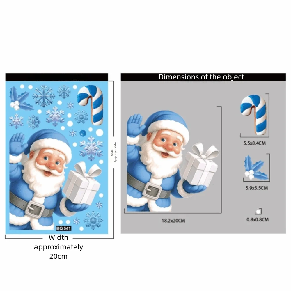 A Set PVC Christmas Window Stickers Winter Snowman Snowflake Xmas Home Decor Creative Santa Claus Window Decorations Christmas