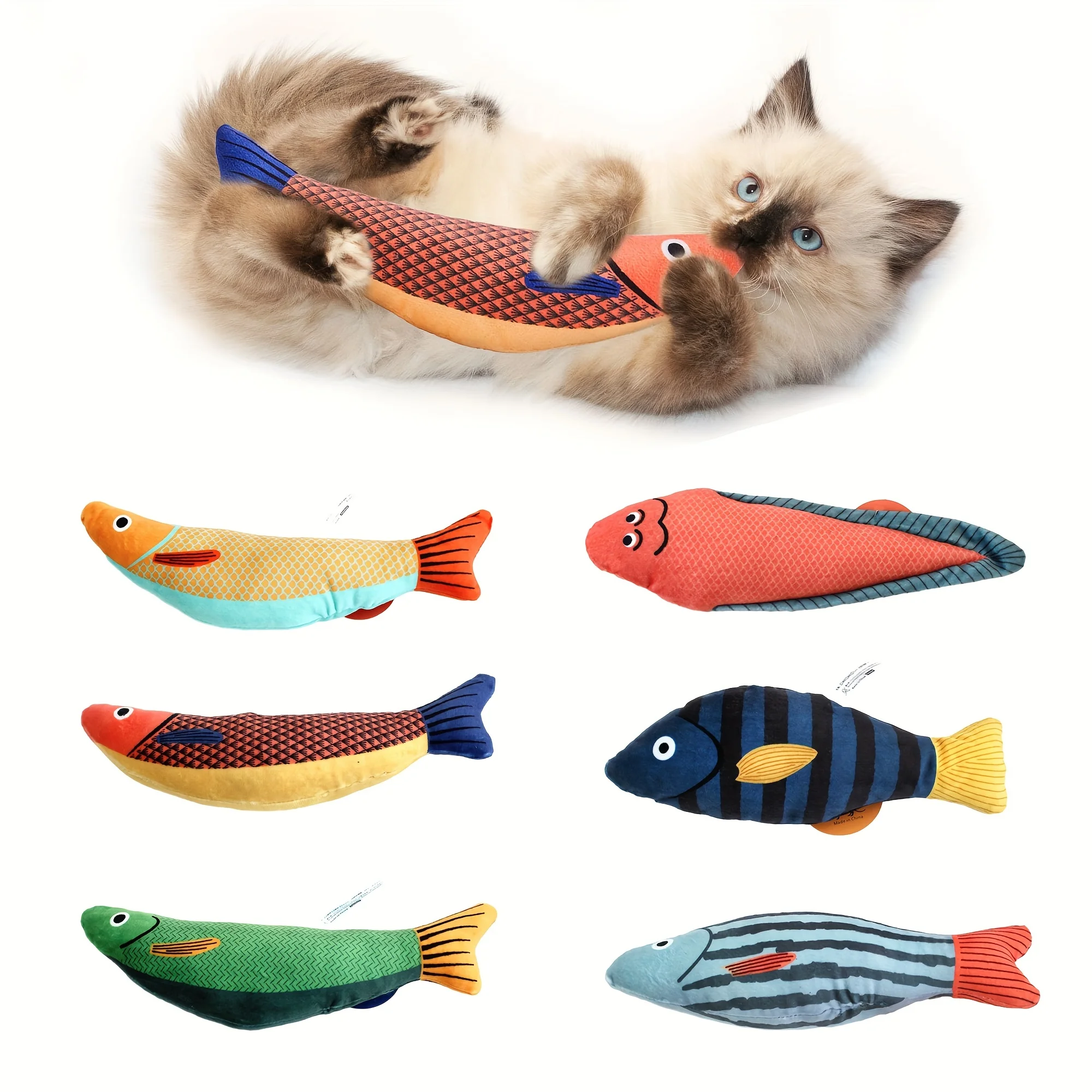 1PC Realistic Fish Cat Toy - Interactive Plush Chew Toy with Sound, Bite-Proof for Cats & Kittens - Stimulates Play