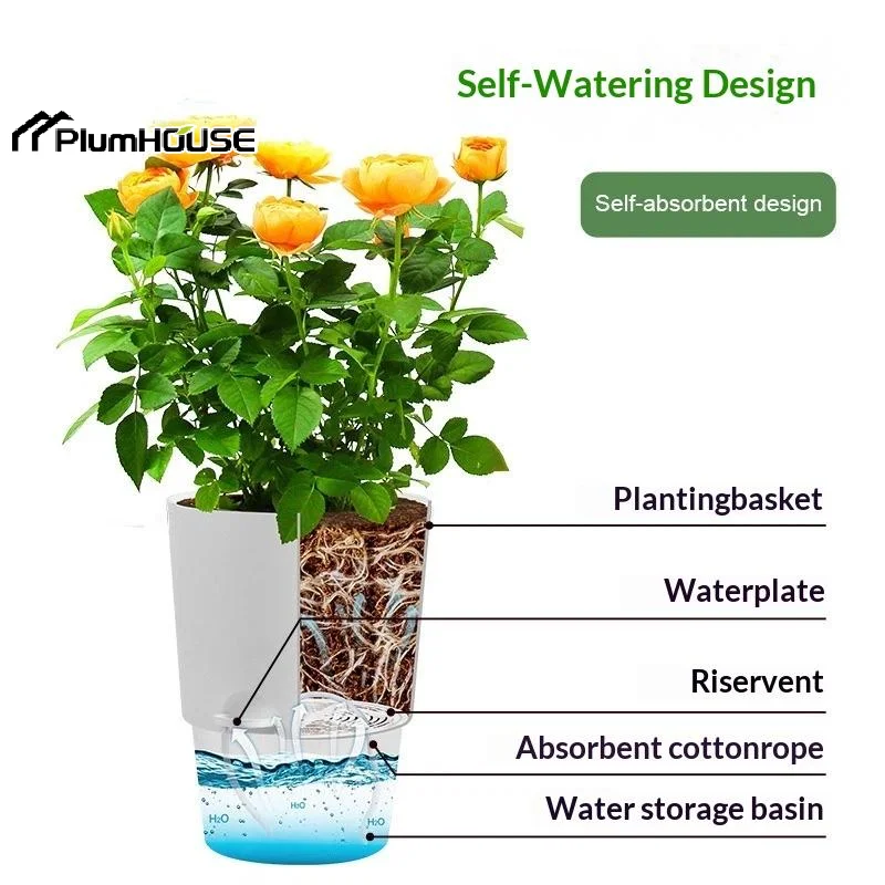 Hydroponic Pot Self Watering Flower Pot Liquid Farming Soilless Cultivation Planter Cotton Rope Watering