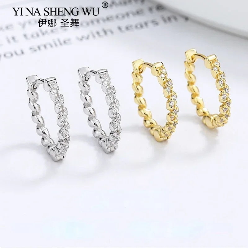 925 فضة كامل الماس تويست أقراط المرأة شخصية موضة أقراط بسيطة خفيفة فاخرة مزاجه الخطوبة #2