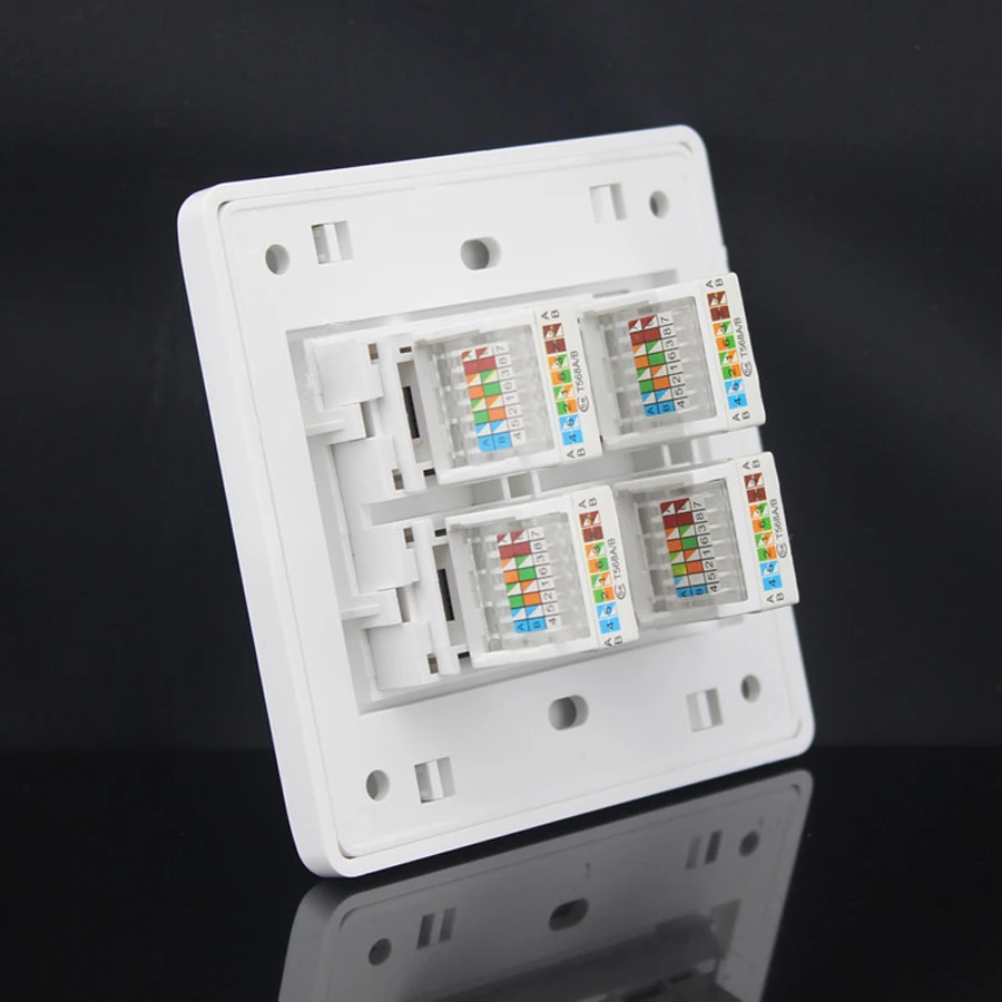 Gniazdo rj45 modułowe 4 portowe cat5e cat6 Keystone biały pc pc płyta czołowa płyta czołowa beznarzędziowy panel gniazdo ścienne 86mm czteroportowy