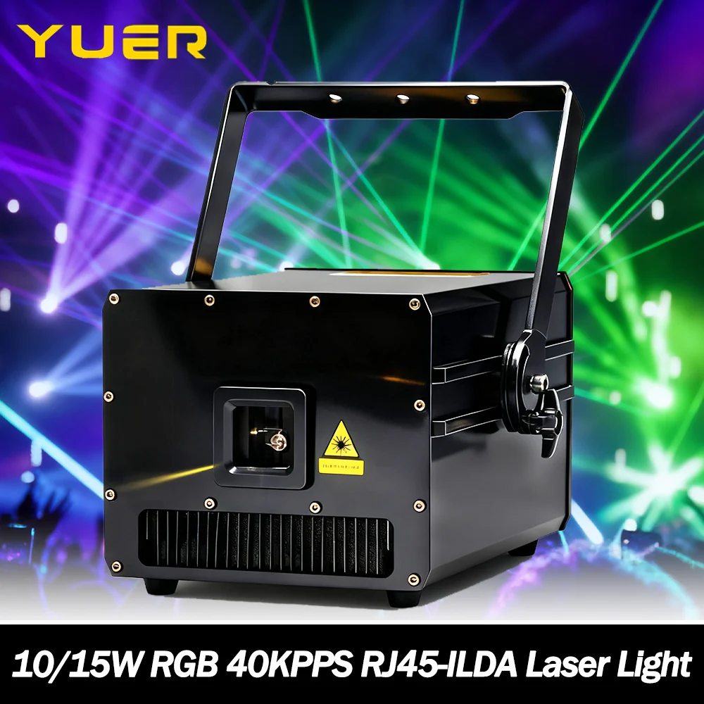 10/15W RGB Full color Waterproof 40KPPS RJ45-ILDA Laser Light Outerdoor stage light DMX512 for DJ Disco party wedding bar club
