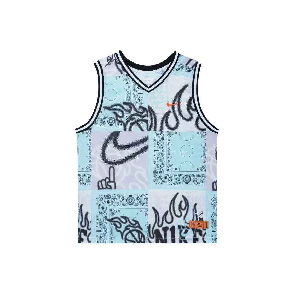 

Nike SS23 CHBL DNA Allover Print V-Neck Sleeveless Basketball Jersey HF6141-418