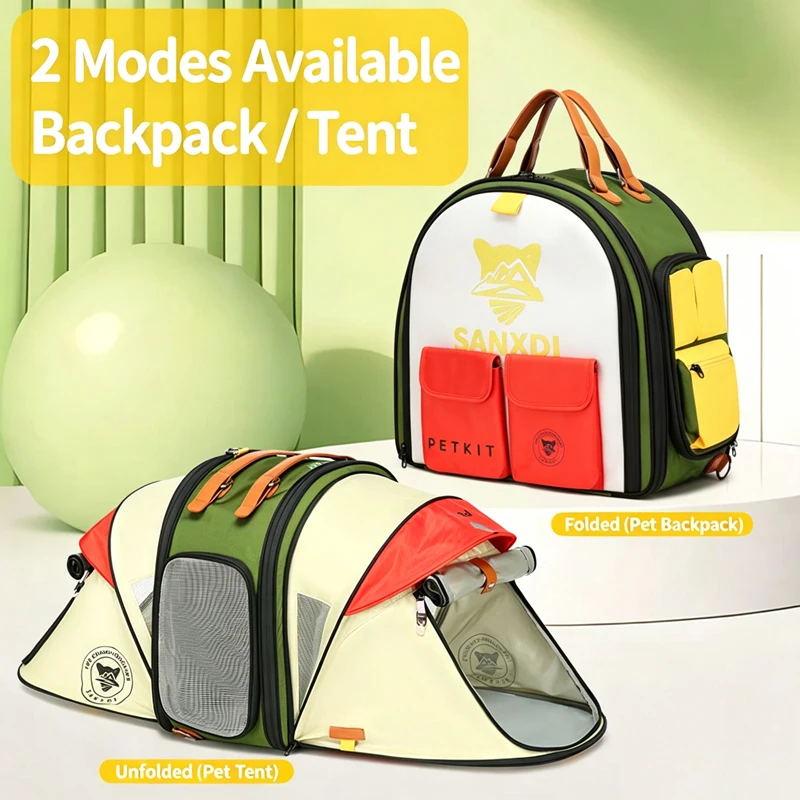 SANXDI Pet Cat Bag Outdoor Car Carrier Foldable Expandable Breathable Cat Tent Backpack Large Capacity Camping Cat Pet Handbag
