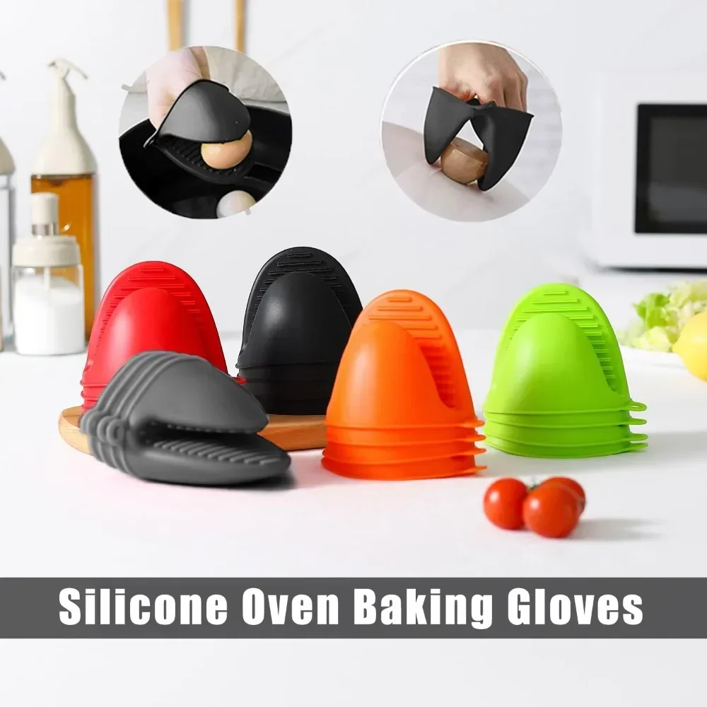 Anti Heat Oven Baking Glove Silicone Mittens Microwave Oven Gloves Heat Insulation Anti-slip Grips Bowl Pot Clips Kitchen Gadget