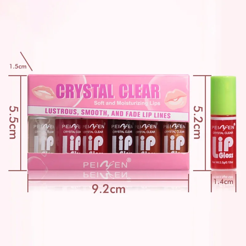 6PCS Moisturizing Lip Gloss Transparent Lip Oil Hydrating Lip Glaze Lip Plumper Hydrating Make Up Liquid Lipstick Lips Cosmetics