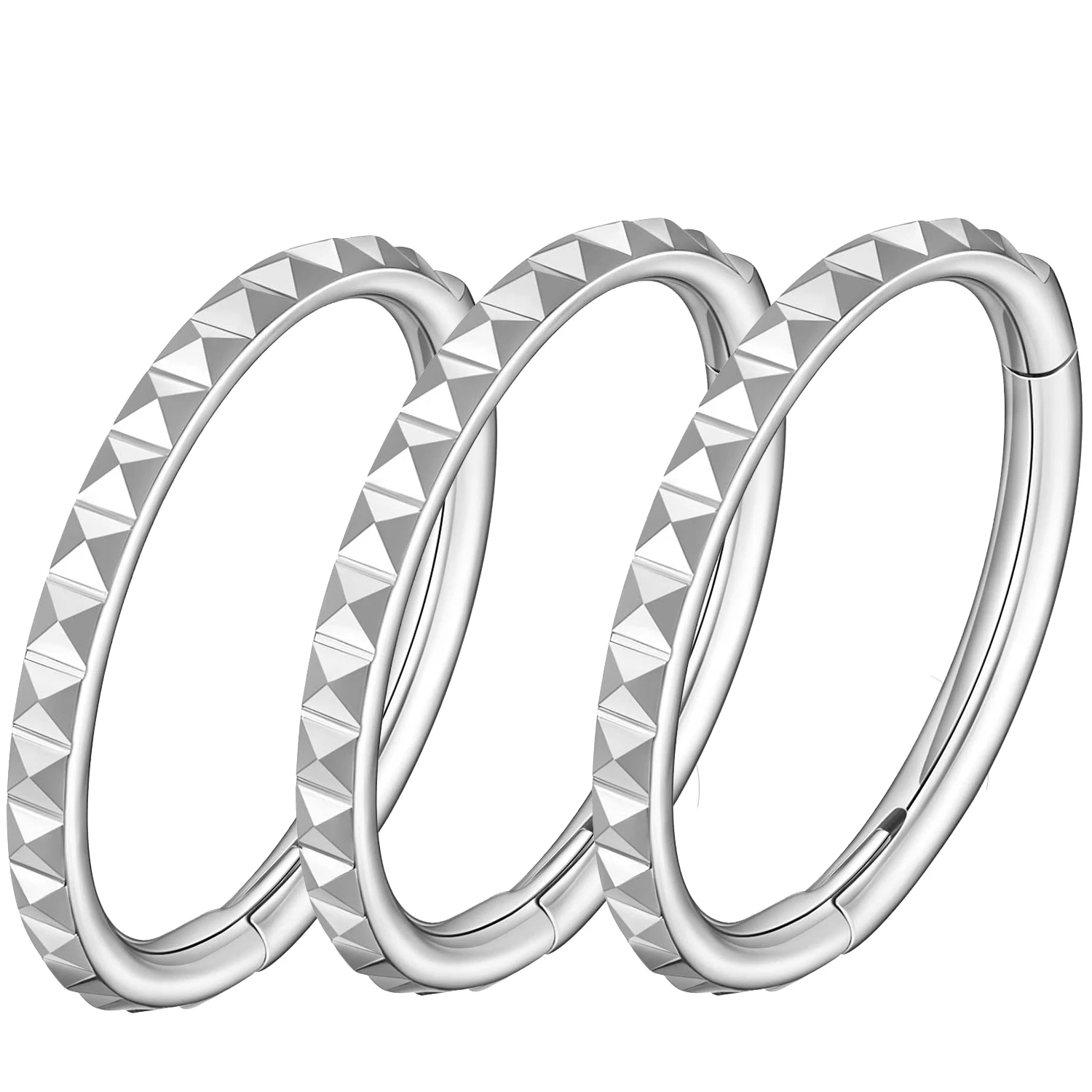 Pyramid Hinged Nose Ring Hoop in Titanium