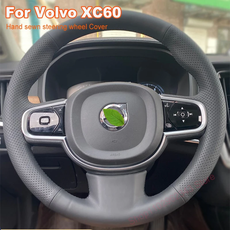 

Hand-stitched Non-slip Leather Car Steering Wheel Cover Wrap for Volvo S90 V90 XC90 XC60 S60 V60 2018 2019 Accessories Interior