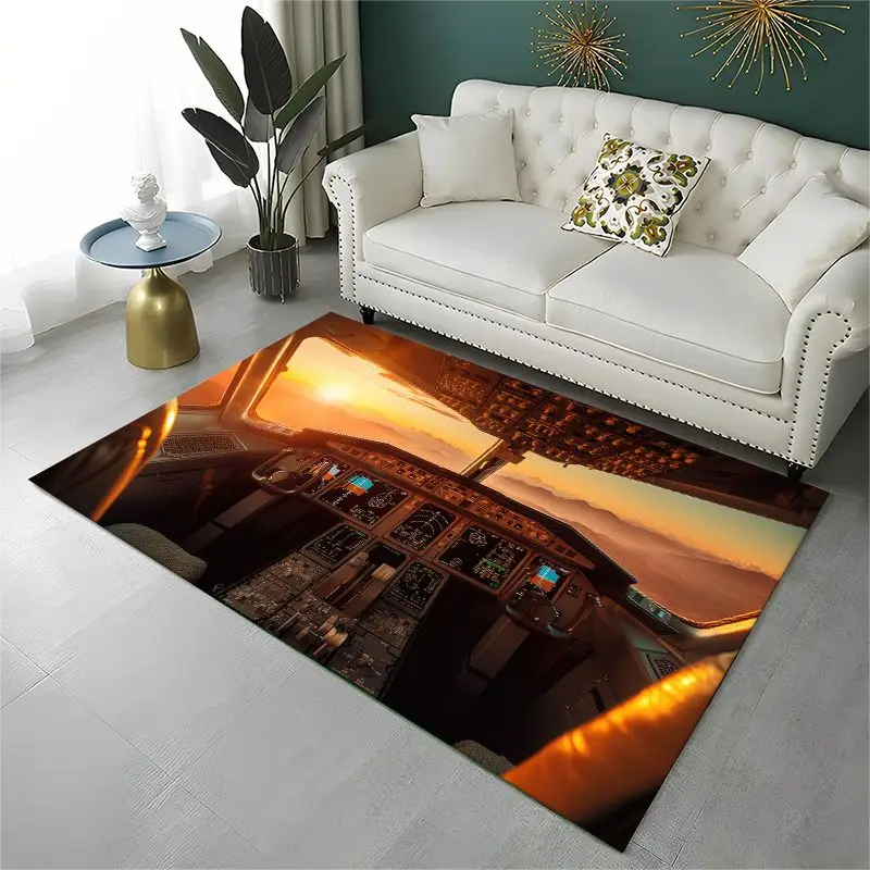 Cockpit Cabin Aircraft Control Dashboard Large Area Rug Non-slip Durable Carpet for Bedroom Living Room Sofa Doormat Home Decor