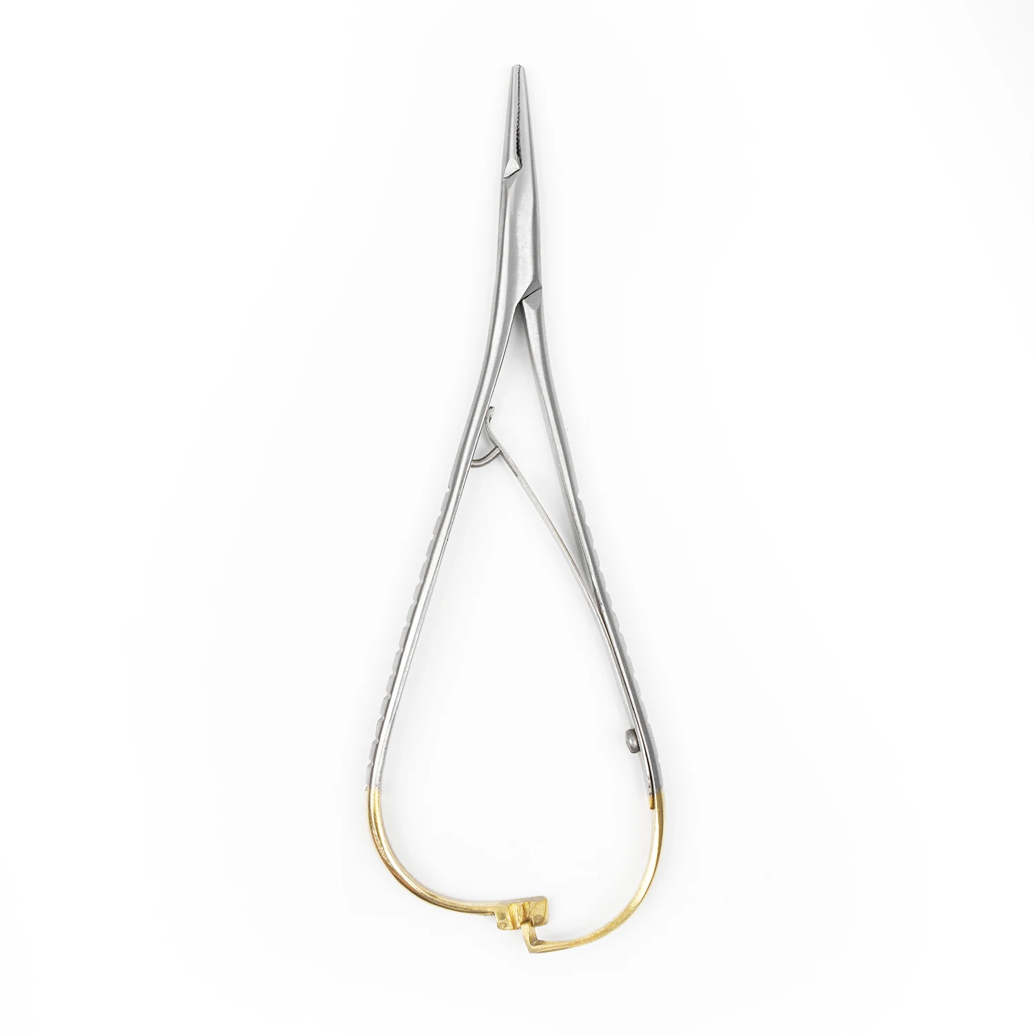 Pinzas Porta Agujas  Cabeza Recta  Odontología, Mango Curvo Chapado en Oro, Acero Inoxidable, Alicates Ortodónticos, Instrumento
