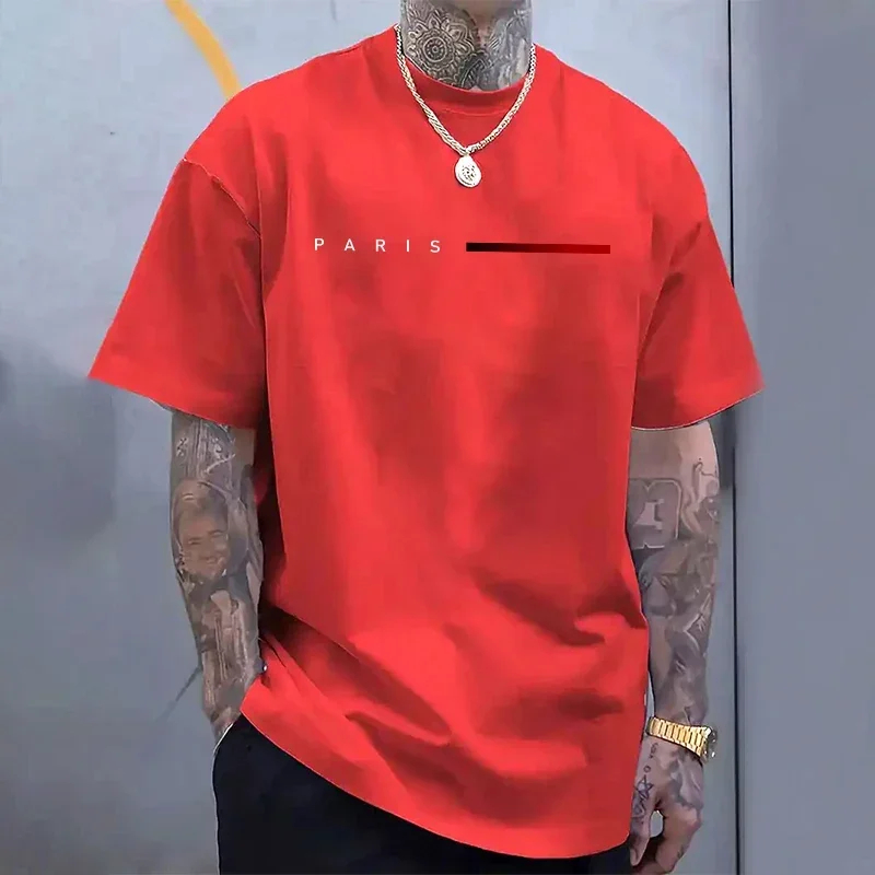باريس أزياء الرجال تي شيرت جودة عالية س الرقبة قصيرة الأكمام أعلى المنزل في الهواء الطلق الترفيه لينة تي شيرت