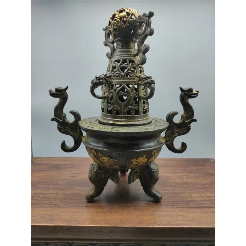 Yellow Kowloon Tmall Copper Wire Stove Lion Incense Burner Large Ince