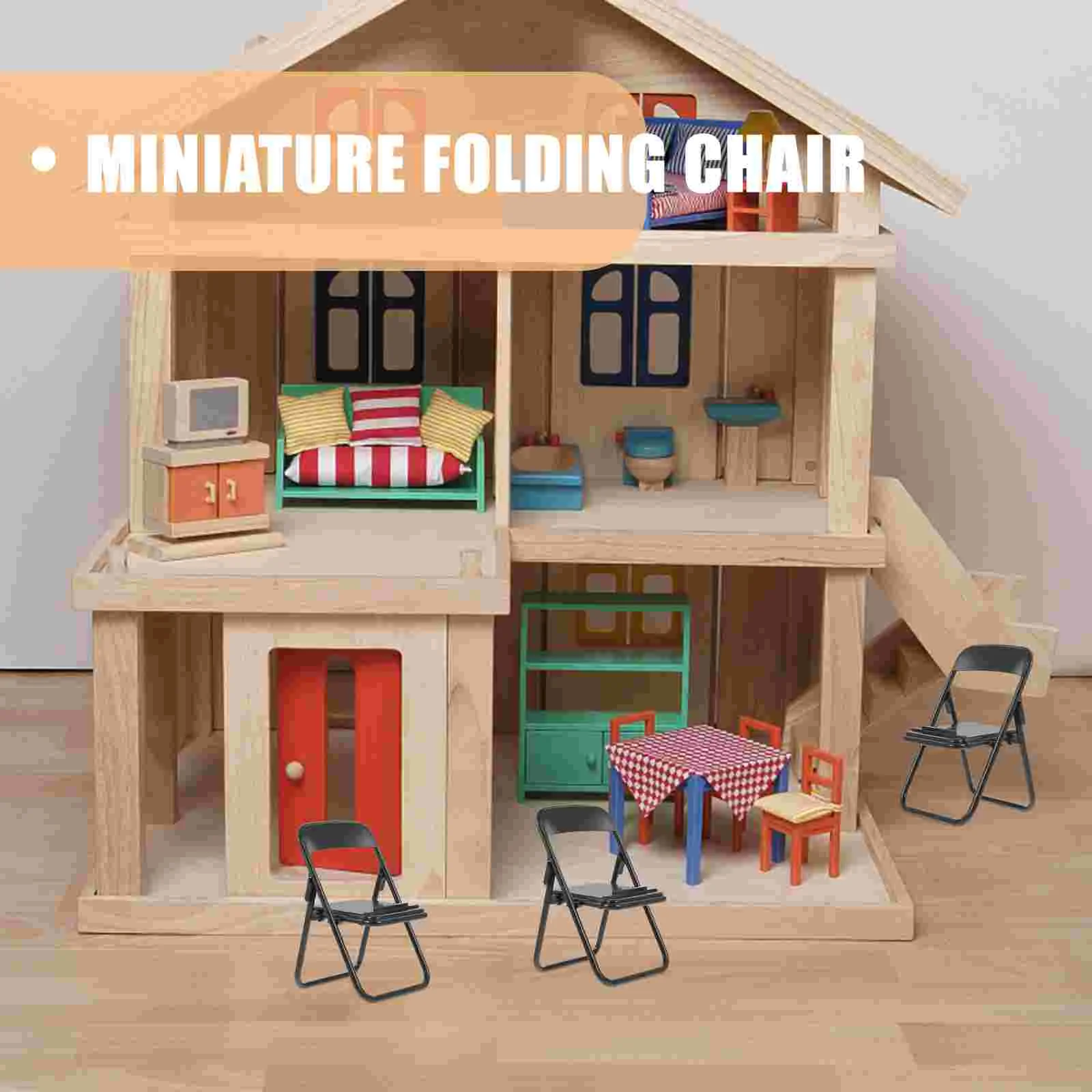 10 Pcs Cellphone Stand Mini Chair-shaped Mobile Holder Dollhouse Folding 10pcs (black) Miniature Furniture Office