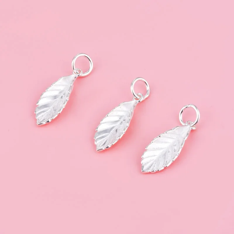 925 sterling silver leaf pendant Handmade diy material bracelet necklace jewelry accessories for women