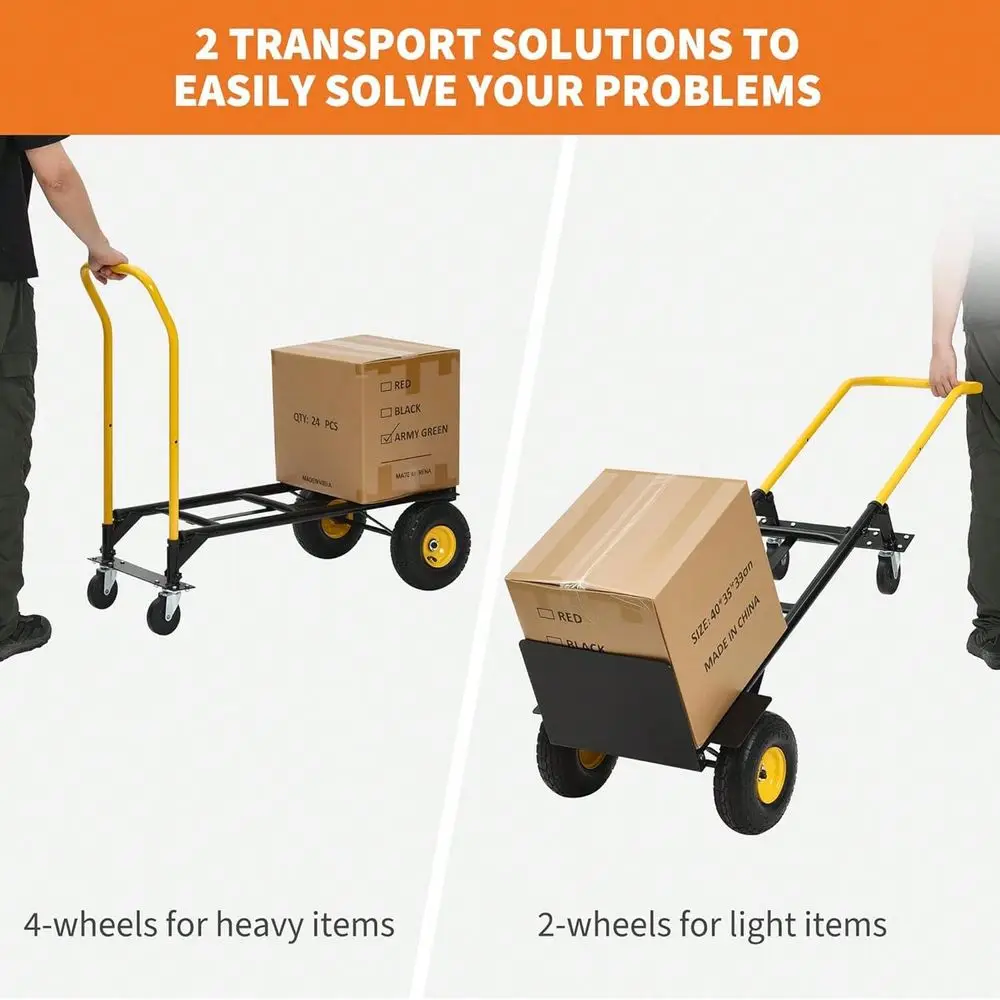 

Cart Converts From A 2Wheel Cart To A 4Wheel Cart For Easy Transport And Mobility, 400 LB Capacity,Suitable For Moving Heavy It