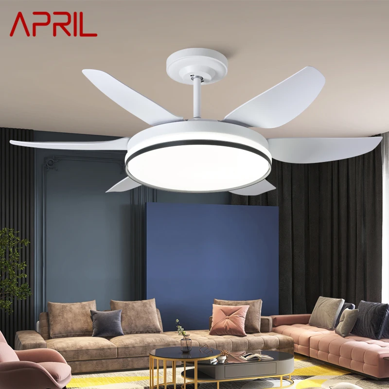 

APRIL Fan Light Nordic LED Ceiling Fan Light Modern Minimalist Restaurant, Living Room, Bedroom Commercial Electric Fan