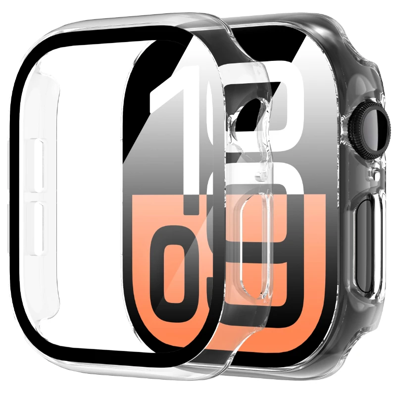 Tempered Glass+Case For Apple Watch 44mm 38mm 40mm 41mm 42mm 45mm 46mm Screen Protector Protective Cover iWatch 10 8 7 9 6 SE 5 view 2
