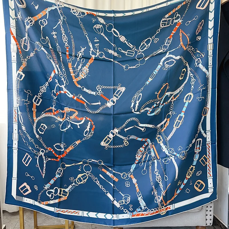 

Twill Silk Scarf 100% Silk Square Large Bandanas Hand Rolled Shawls Foulard Head Hair Designer Accessories