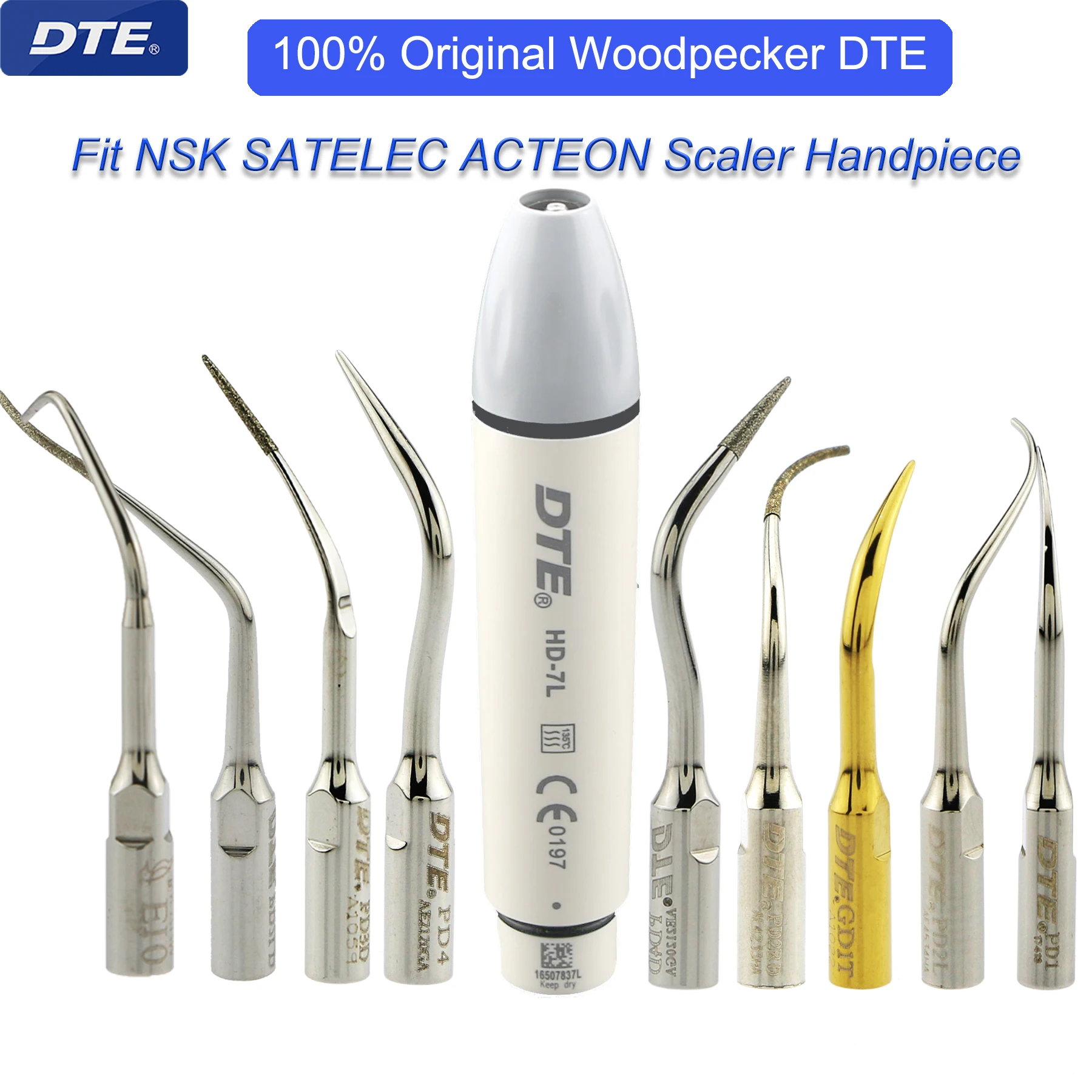 

Woodpecker DTE Dental Ultrasonic Scaler Handpiece LED HD7L Scaling Handle Scaler Tips Fit SATELEC ACTEON NSK Dentistry Products