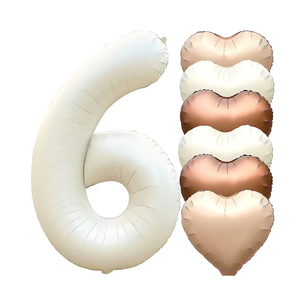 7pcs 40inch Number Balloons Set Helium Balloon with Big Heart Balloons for Girl and Boy 9th Year Old Birthday Party Decorations