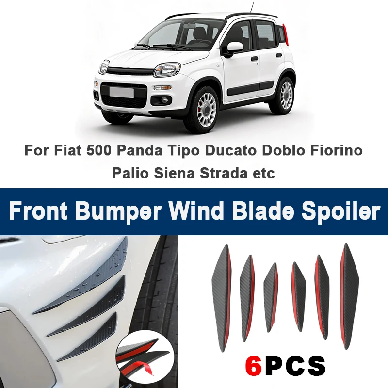 

6pcs Car Front Bumper Lip Side Splitter Fins Wind blade Spoiler - For Fiat 500 Panda Tipo Ducato Doblo Fiorino Palio Siena etc