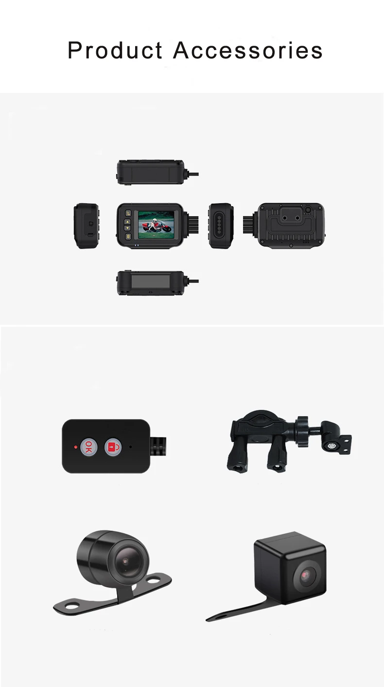 Benutzerdefinierte Marke Motorrad Auto Dashboard Kamera 720P Auto Fahrzeug Cam IP68 Wasserdichte DVR Recorder Dual Objektiv Fahrrad Kamera motorrad