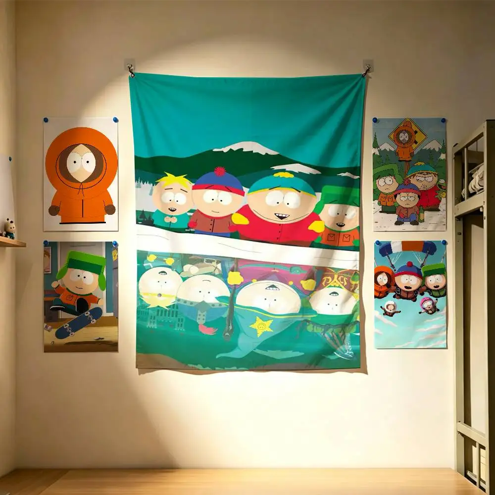 Funny S-South Park Flags Wall Hanging Background Art Banner for Bedroom Home Outdoor Decor