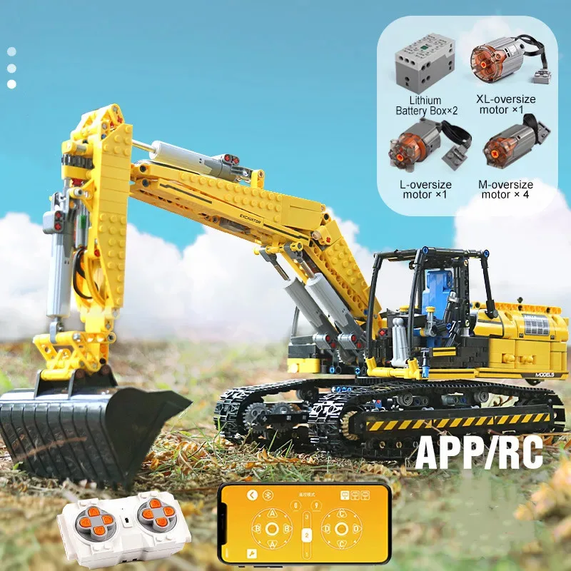 

Mould King 13112 Technical Building Kits Motorized Excavator Truck Link Belt 250 X 3-PF Version Tracked Bricks Kids Toys