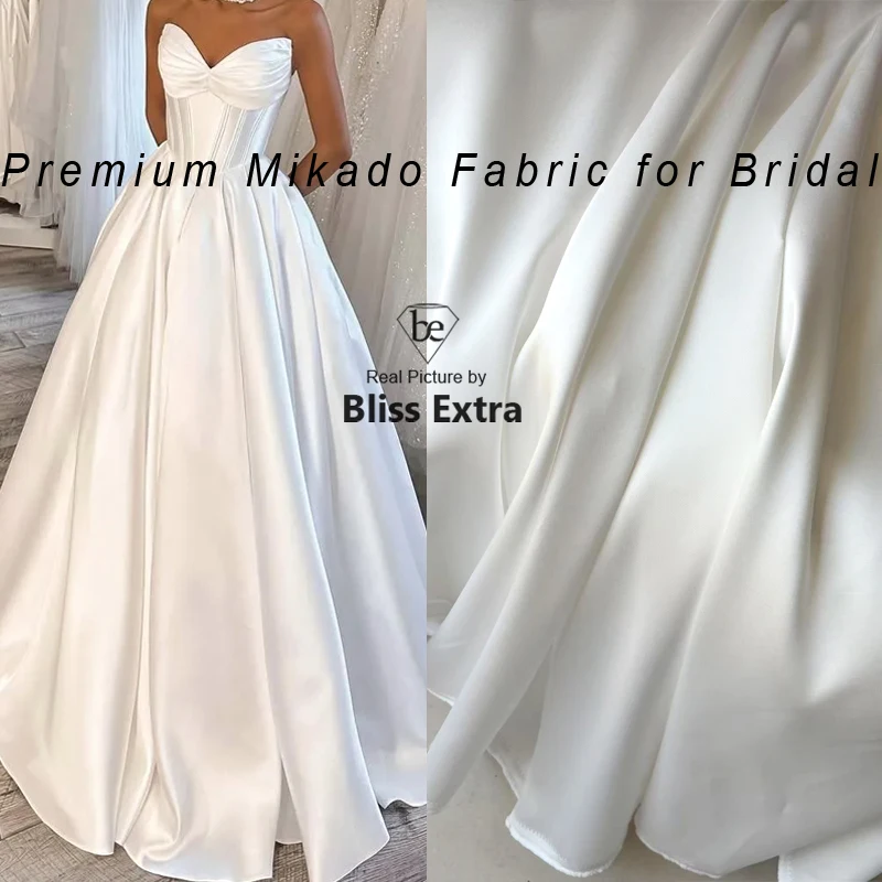 قسط الأبيض العاجي ميكادو نسيج الساتان لفستان الزفاف مصمم البدلة النسيج الذهب حك الساتان DIY بها بنفسك مواد الخياطة #3