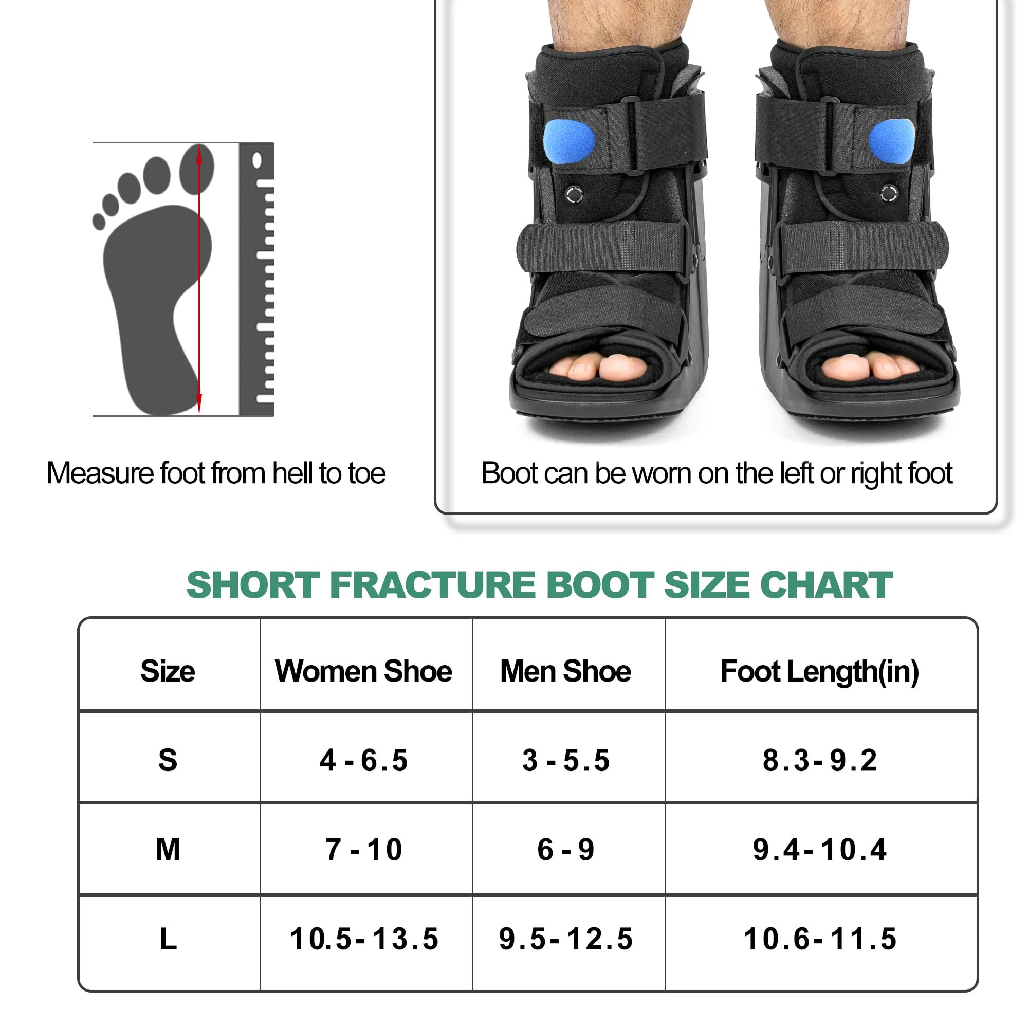 Air Walker Boot Fracture Boot Short Walking Protective Boot Fits Left or Right Foot Ankle for Injuries Fractures Sprains