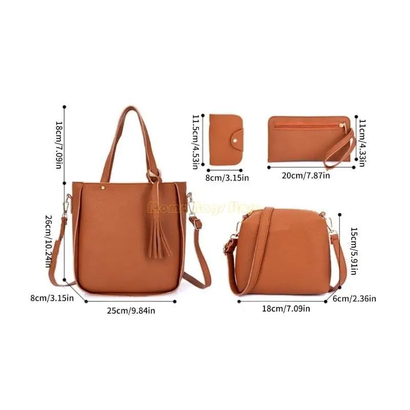 

X90D 4Pcs Women's Shoulder Bag Set in PU Leather Crossbody Purse Card Holder Handbag
