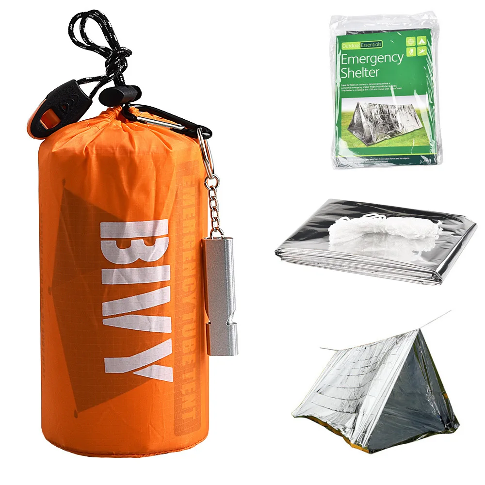 Outdoor emergency insulation sleeping bag life-saving blanket Triangular aluminum film simple warm single-layer tent