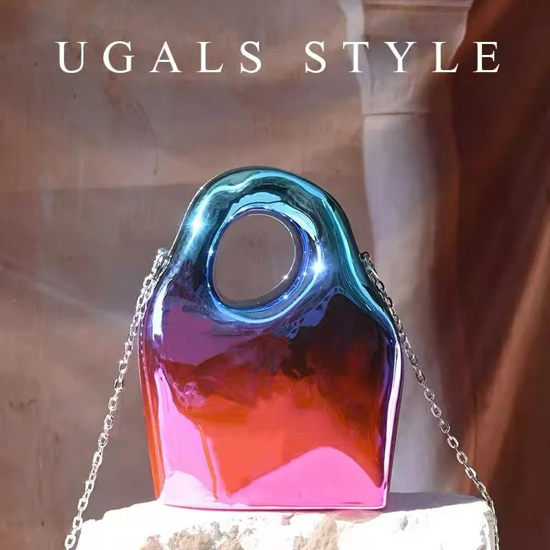 

Fashion Irregular Shiny Acrylic Bag Women Handbag Luxury Gradient Evening Bag Wedding Party Clutch Purse Shoulder Bag Casual Bag