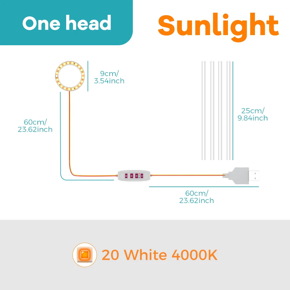 Led Plant Grow Light Usb 5V Full Spectrum Hydroponic Dimbare Timer Auto Aan/Uit Cactus Bloemen Succulente Groei Teeltlamp