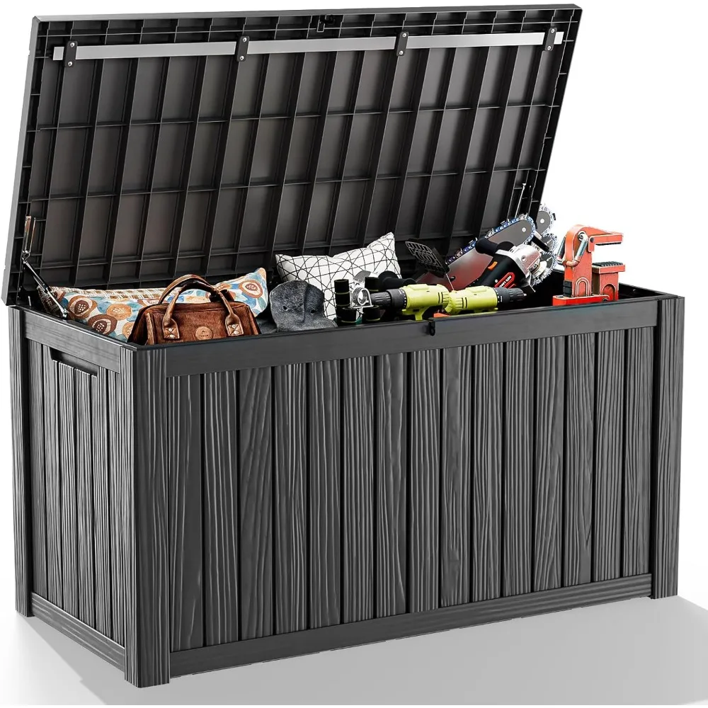 Outdoor Deck Box 180 Gallon Waterproof Storage for Patio Furniture Garden Tools Pool Accessories