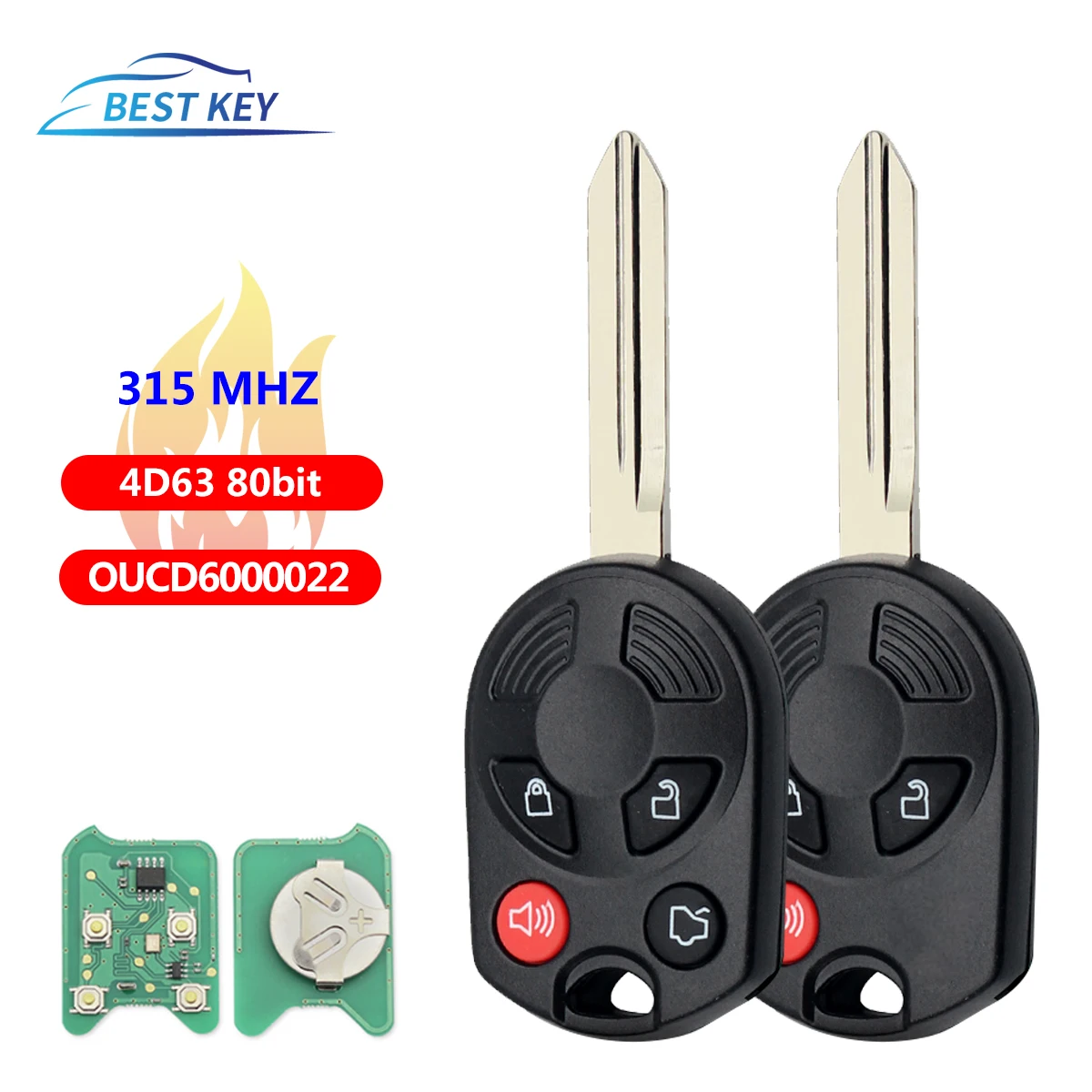 BEST KEY Car Remote 315 Mhz 4D63 Car Key Control Key OUCD6000022 For Ford C-Max Edge Escape Focus Lincoln Mazda Mercury