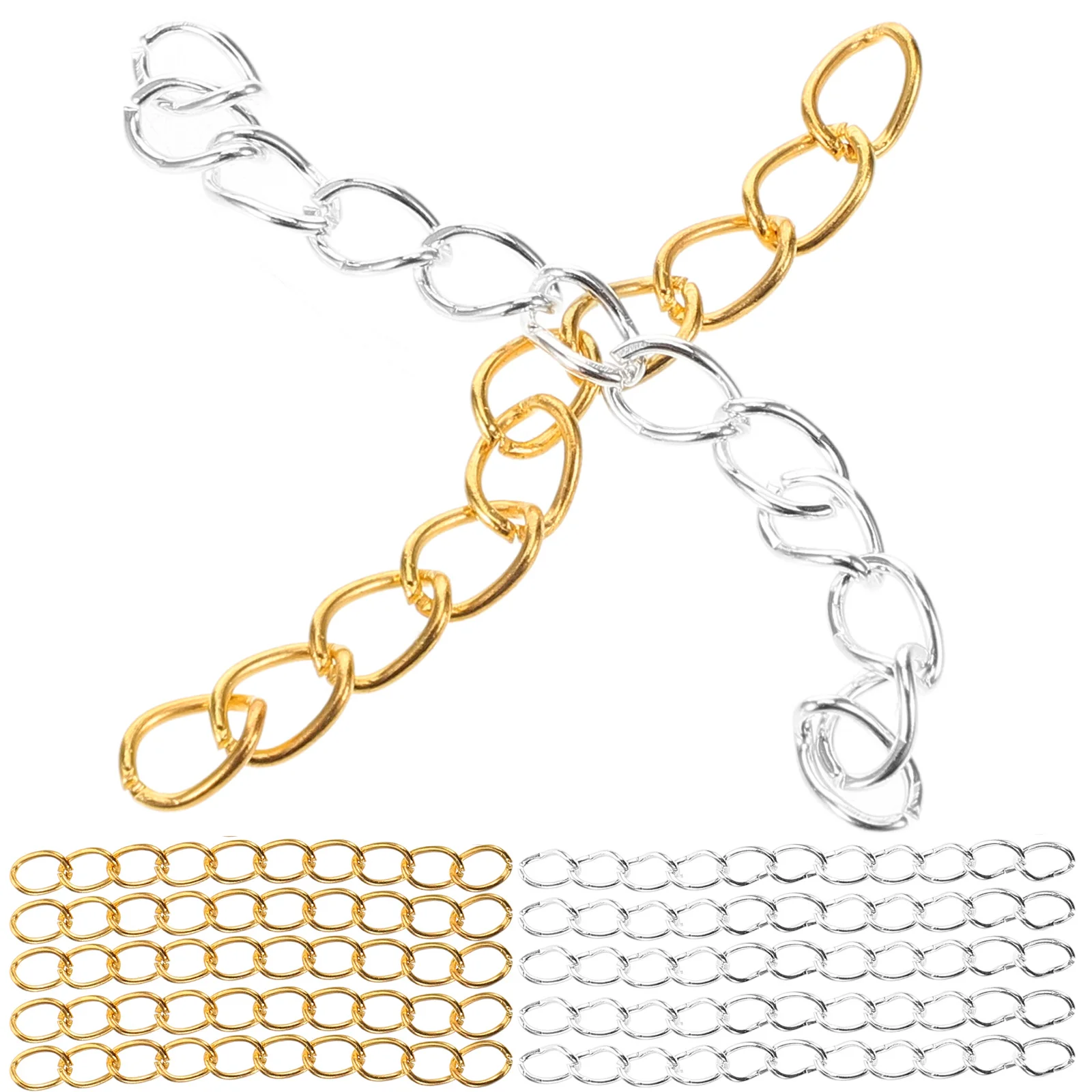

100Pcs Extender Chain for Jewelry Making 5Cm Metal Tail Chain Adjustable Connector for Bracelets Necklaces Anklets Jewelry