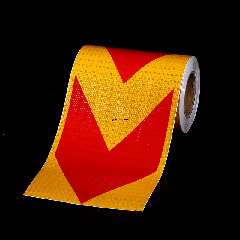 8inch*17FT Arrow Reflective Tape Yellow-Red Conspicuity Waterproof  Safety Warning Film Reflectors Adhesive Stickers For Vehicle