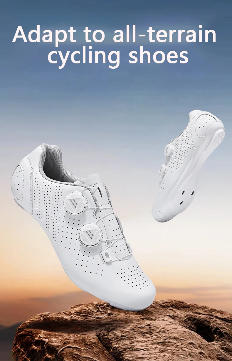 Professionelle Fahrradschuhe für Herren, Rennrad-Flachpedalschuhe, SPD-Lockschuhe, MTB-Outdoor-Schuhe für Damen, atmungsaktiv, Mountainbike, reinweiß – Detail 2