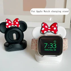 Silicone Charger Stand For Apple Watch Serie 8 7 6 5 SE For Iwatch Cartoon Cute Bow Tie Bear Charging Desktop Holder Accessories