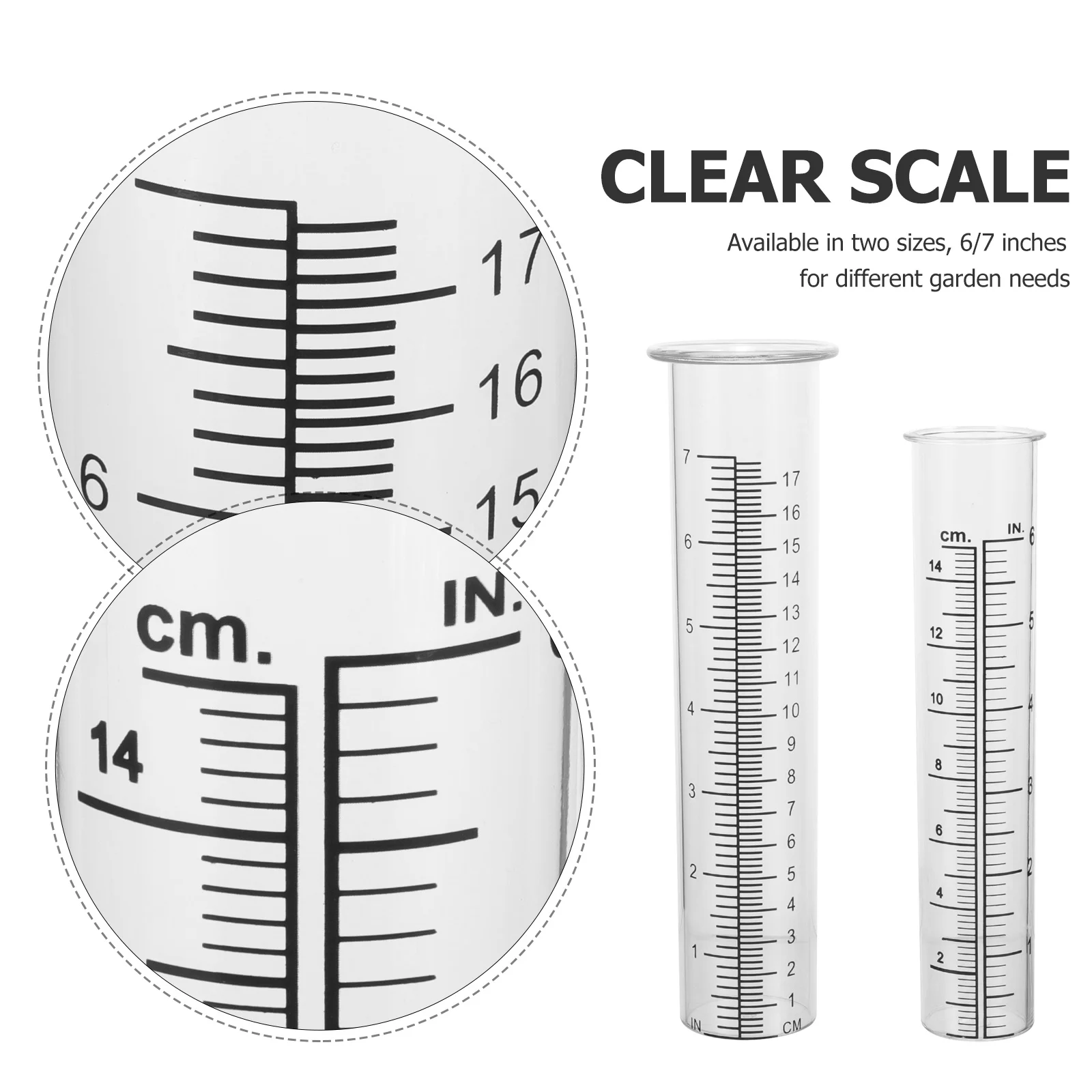 

2pcs Plastic Rain Gauge 6 7 Inches Clear Measuring Tube Lawn Garden Farming Supplies Home Precipitation Meter