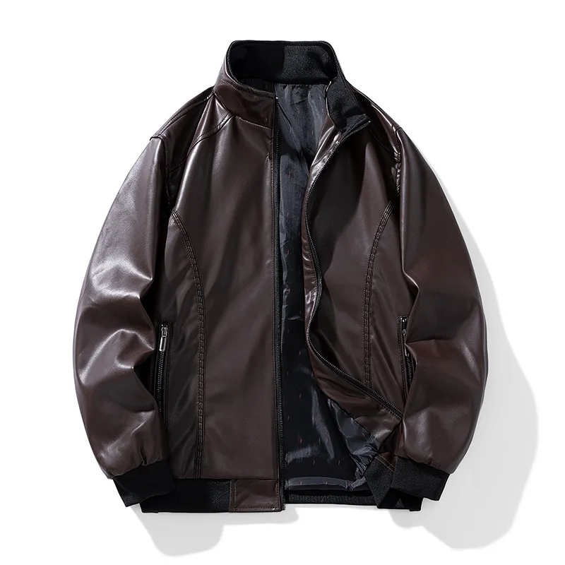 (50-142KG)Plus Size Leather Coat Leather Jacket Casual Motorcycle Leather Jacket Winter Jacket 3XL 4XL 5XL 6XL 8XL