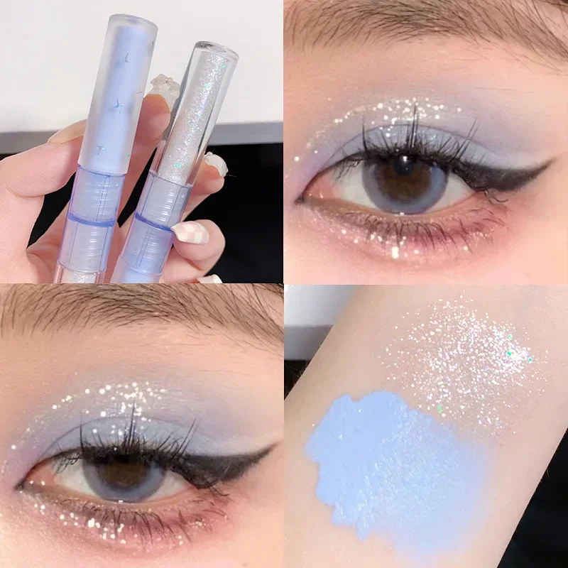 Green Eye Shadow Pearlescent Lying Silkworm Brightening Droplet Tears Liquid Matte Sequins Double-head Make Up Beauty Eye Makeup