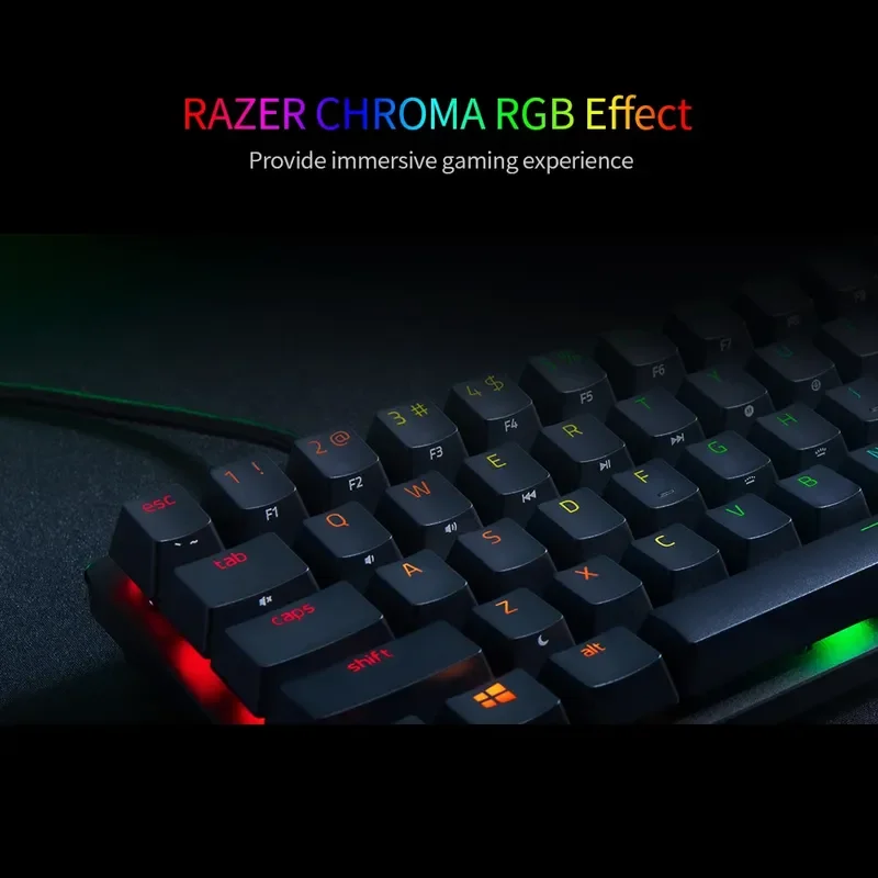 Razer Soul Hunting Spider Mechanical Keyboard Mini 61 Keys Esports Game Rgb Light Effect Computer Laptop Peripherals Ergonomic