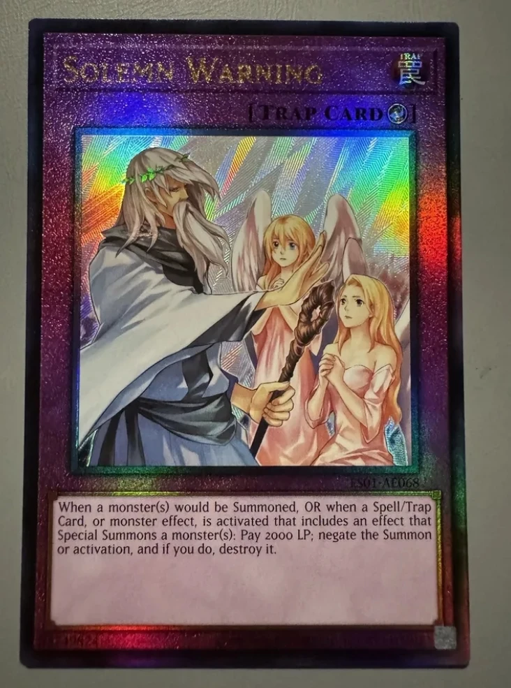 

Yugioh KONAMI Duel Monsters ES01-AE068 Solemn Warning Ultimate Rare Asian English Collection Mint Card