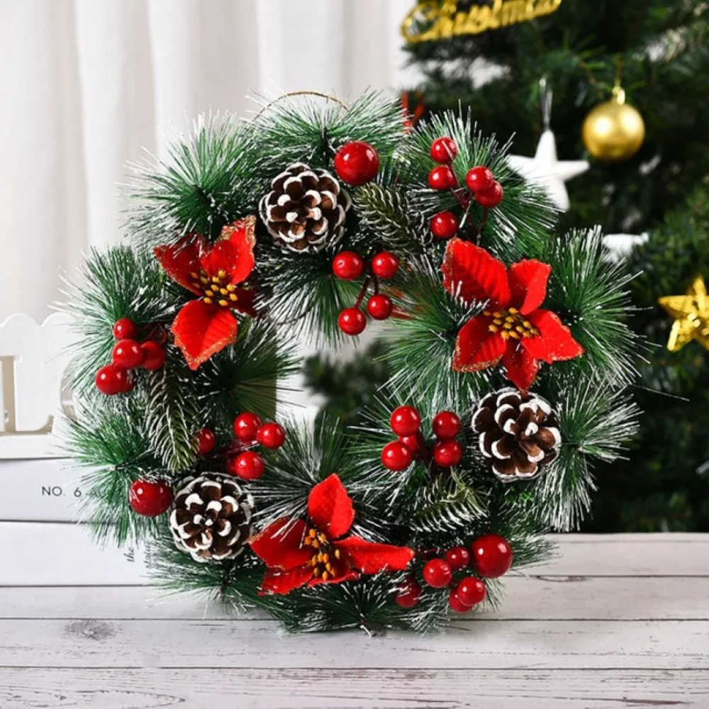 2024 Christmas Holiday Art Wreath Decorative Simulation Door Wreath Christmas Decorations for Window Christmas Pendant 2025