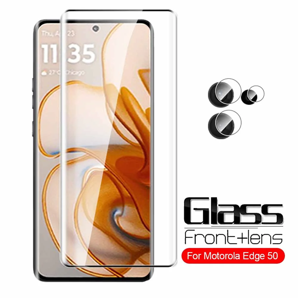 2to1 For Motorola Edge 50 Fusion Camera Lens Curved Tempered Glass For Motorola Edge50 Ultra Edge 50 Pro Screen Protector Films