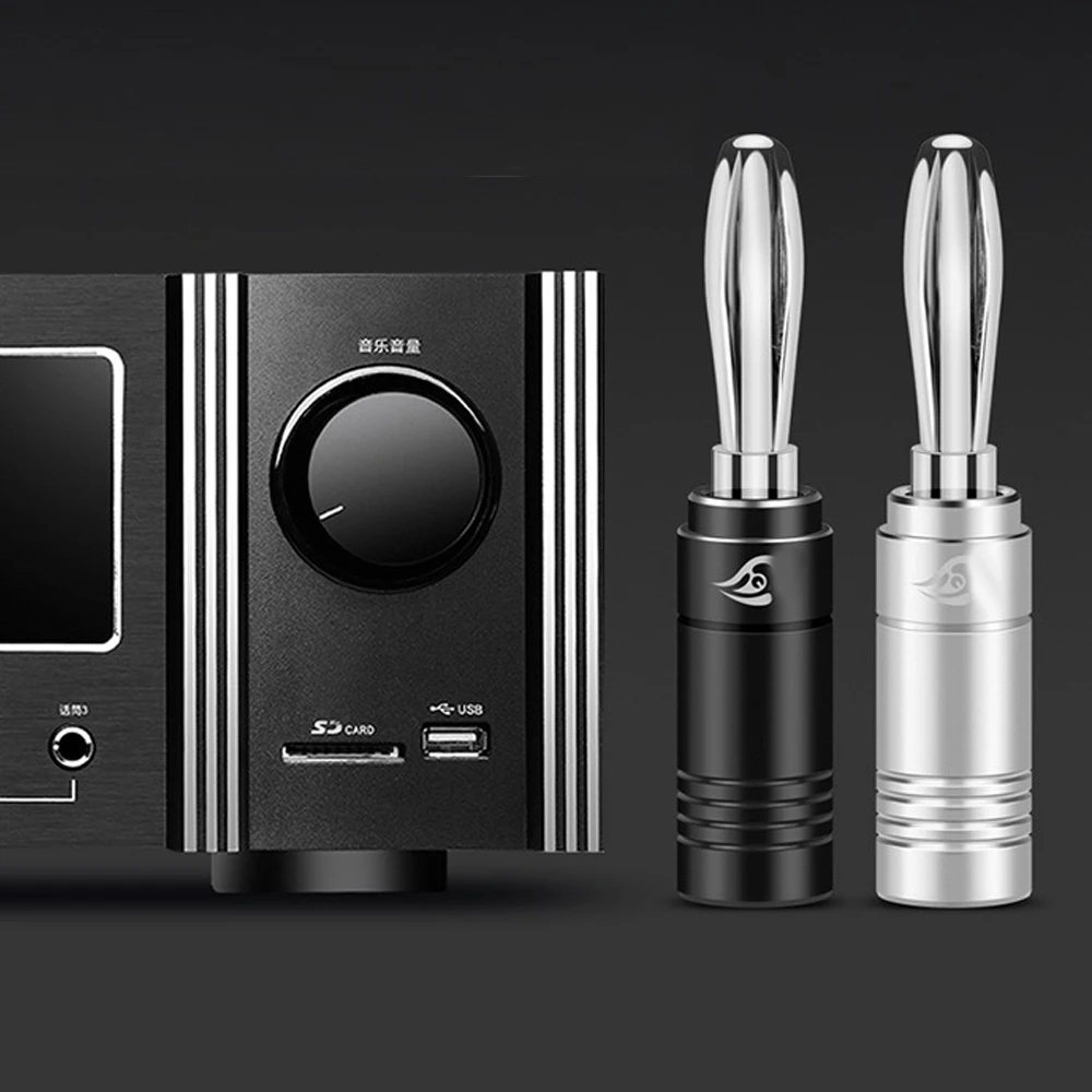 

2PCS Banana Plug Connectors 4.5mm Audio Terminal Rhodium Plated Connector for Hifi Speaker Cable Amplifier Welding-free Plug