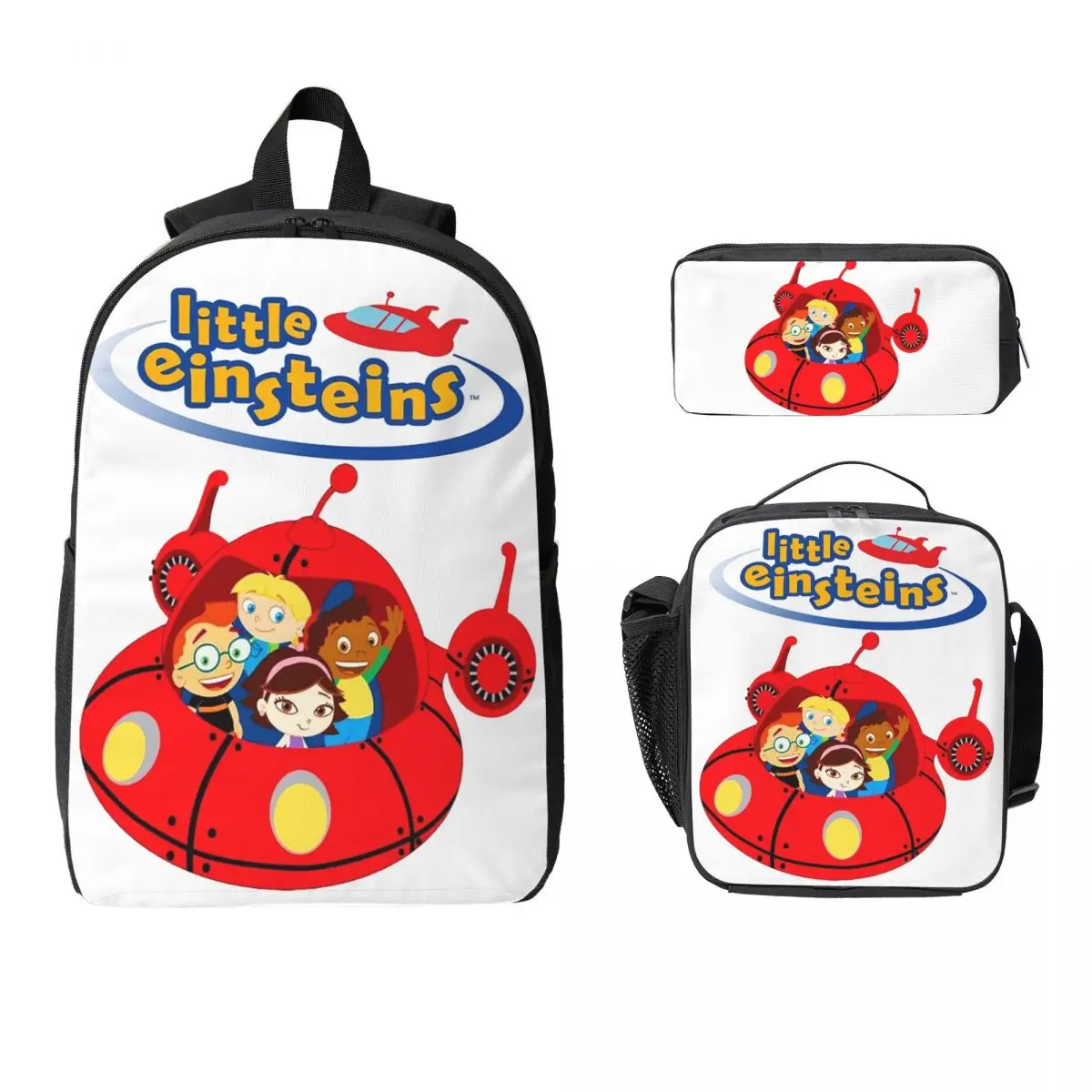 

Одежда Little Einsteins, рюкзак Little Einsteins Ca, студенческая сумка для книг для мальчиков и девочек, школьная сумка, 3 шт., изолированная сумка для обеда, пенал